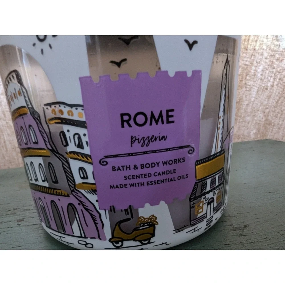 Bath & Body Works ROME PIZZERIA 3-Wick Large Candle‎ 14.5 Oz Over Half Full
